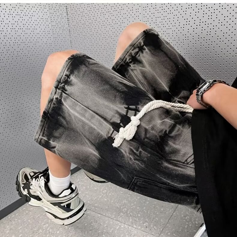 Breeson - Denim shorts met halfhoge taille en patroon