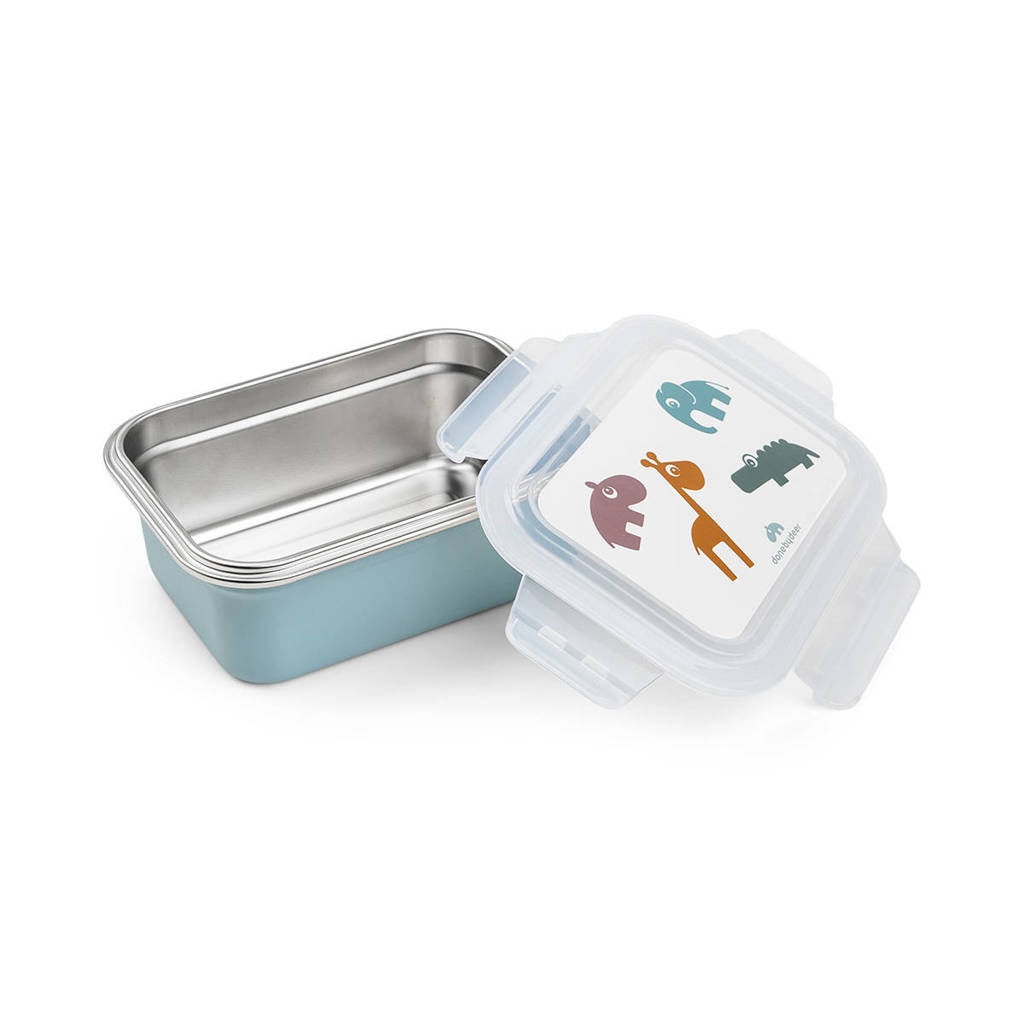 Metal lunch box Deer friends Blue