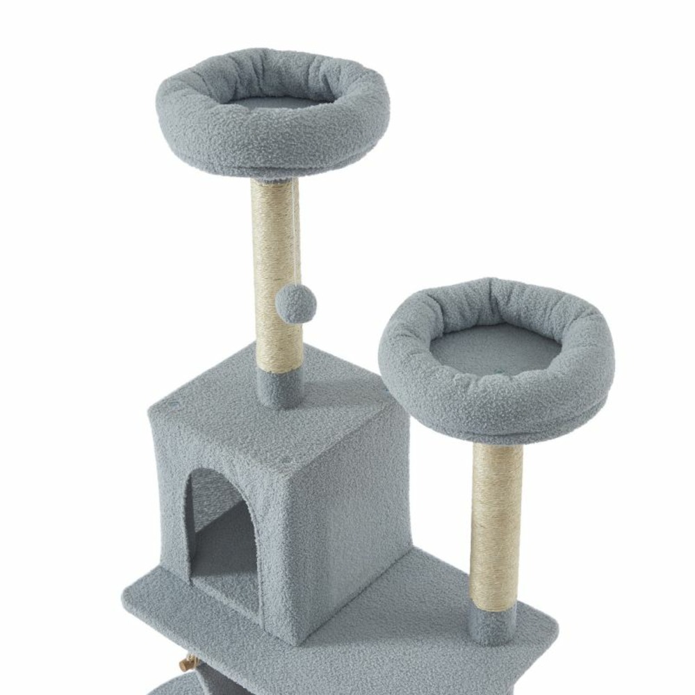 Arbre à chat iris tissu bouclette gris clair
