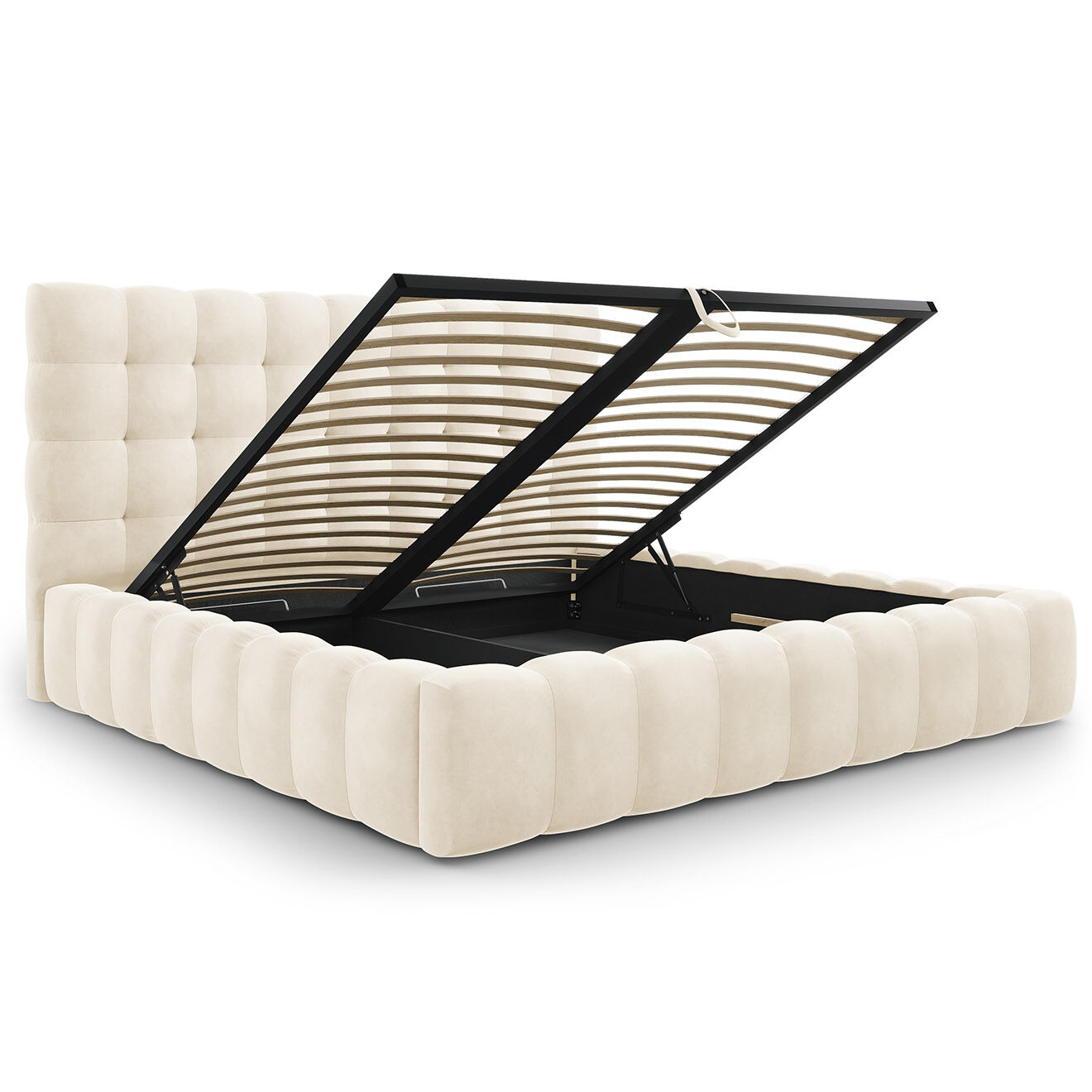 Cosmopolitan Design Lit avec coffre de rangement Bali Velours beige clair - 200x200 cm