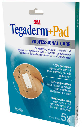 3M Tegaderm+Pad Pansement Transparent Stérile 9x15cm Pièces 5 (3589P)