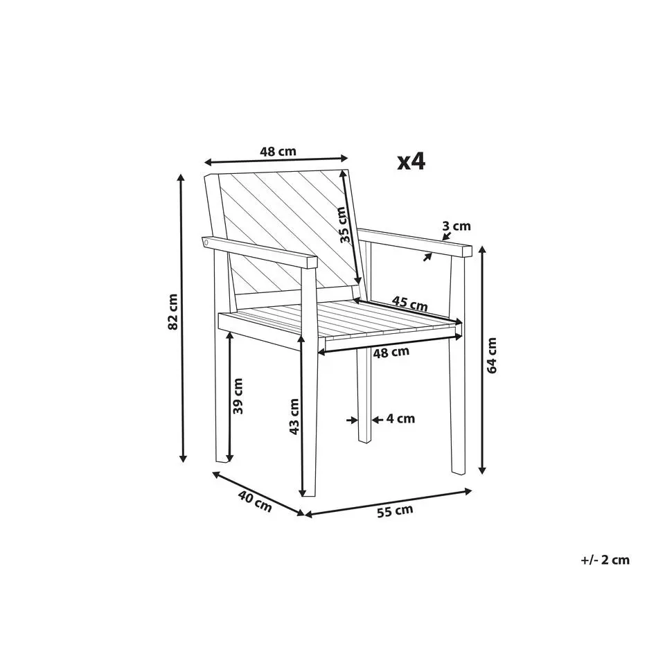 BARATTI - Tuinstoelen set van 4 - Lichtbruin - Acaciahout