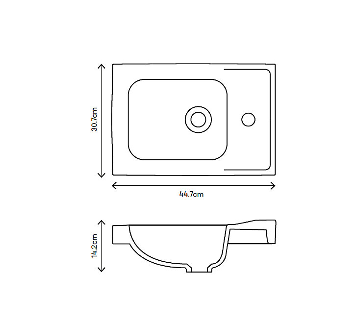 Plan vasque lave-mains blanc GoodHome Lana L. 44,7 x H. 14,2 x P. 30,7 cm