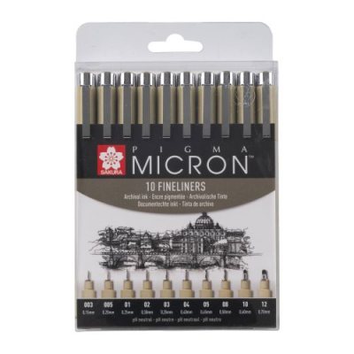 Sakura Pigma Black Micron Fineliner Set of 10
