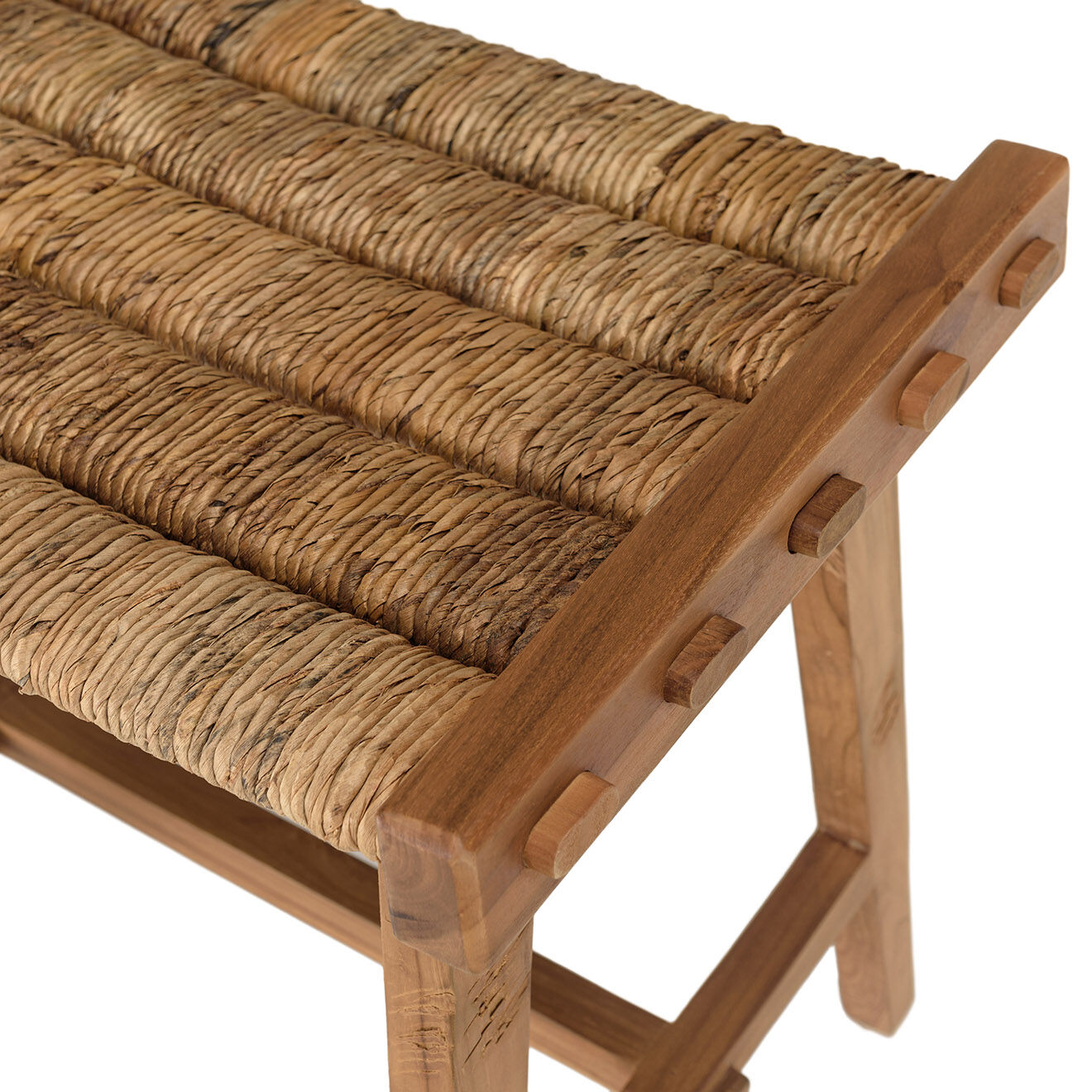 Macabane Tabouret assise en tissage d'abaca naturel Sixtine bois - 45x36x47.5 cm