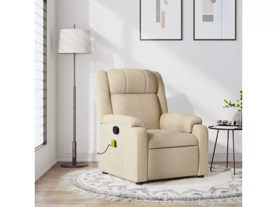 Fauteuil massant inclinable Crème Tissu