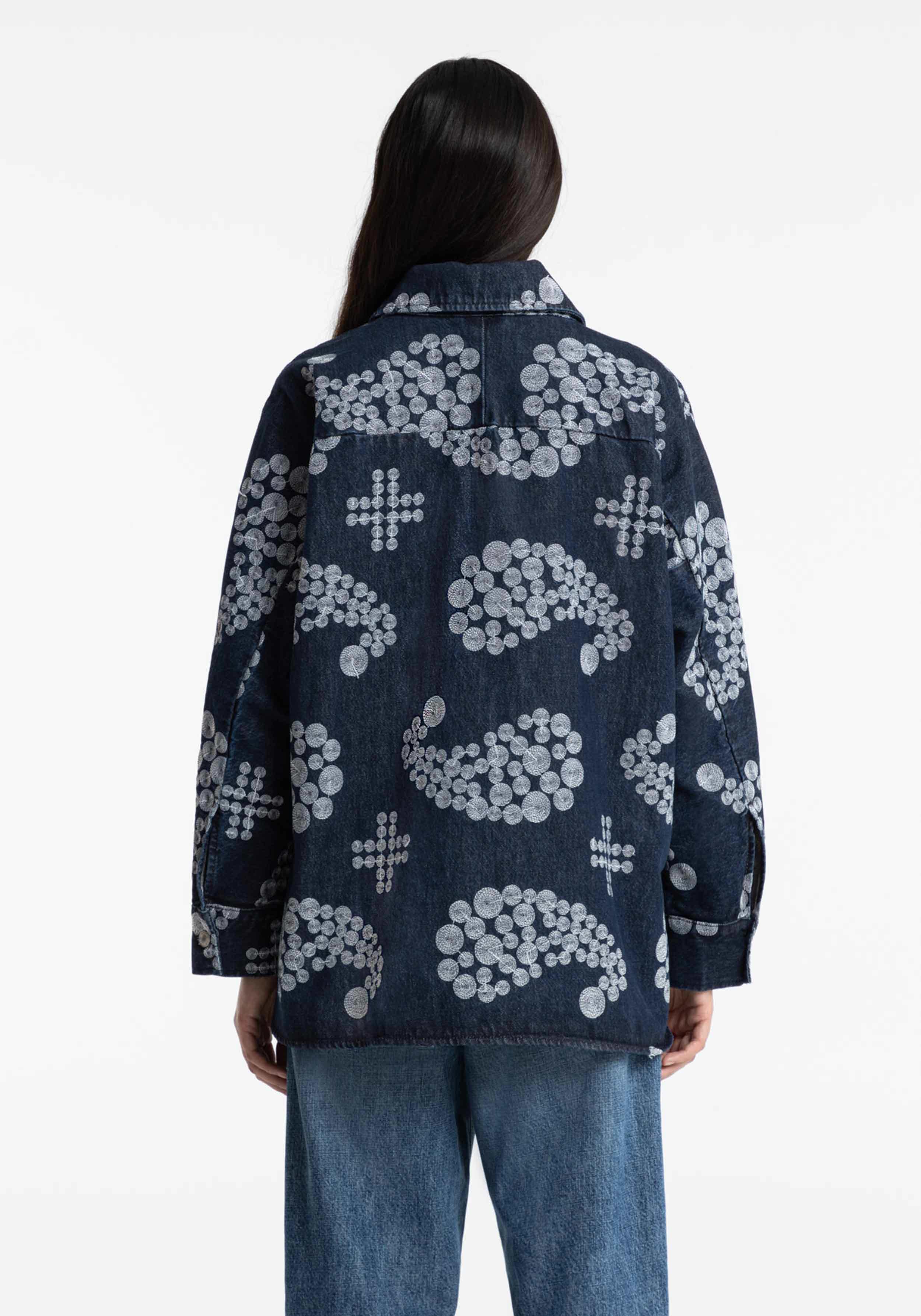 Kings Of Indigo Overshirt Seimei Embroidery Denim