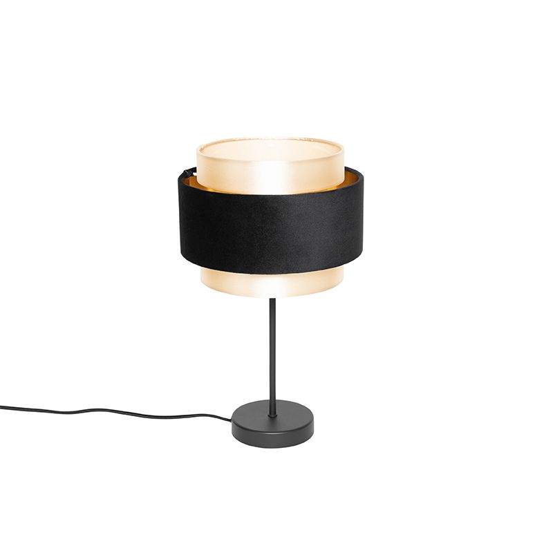 Moderne tafellamp zwart met goud - Elif