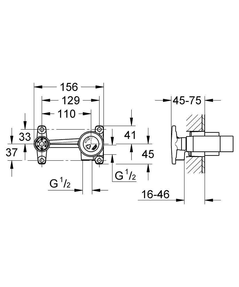 Grohe Allure inbouwdeel voor 2-gats wandkraan chroom