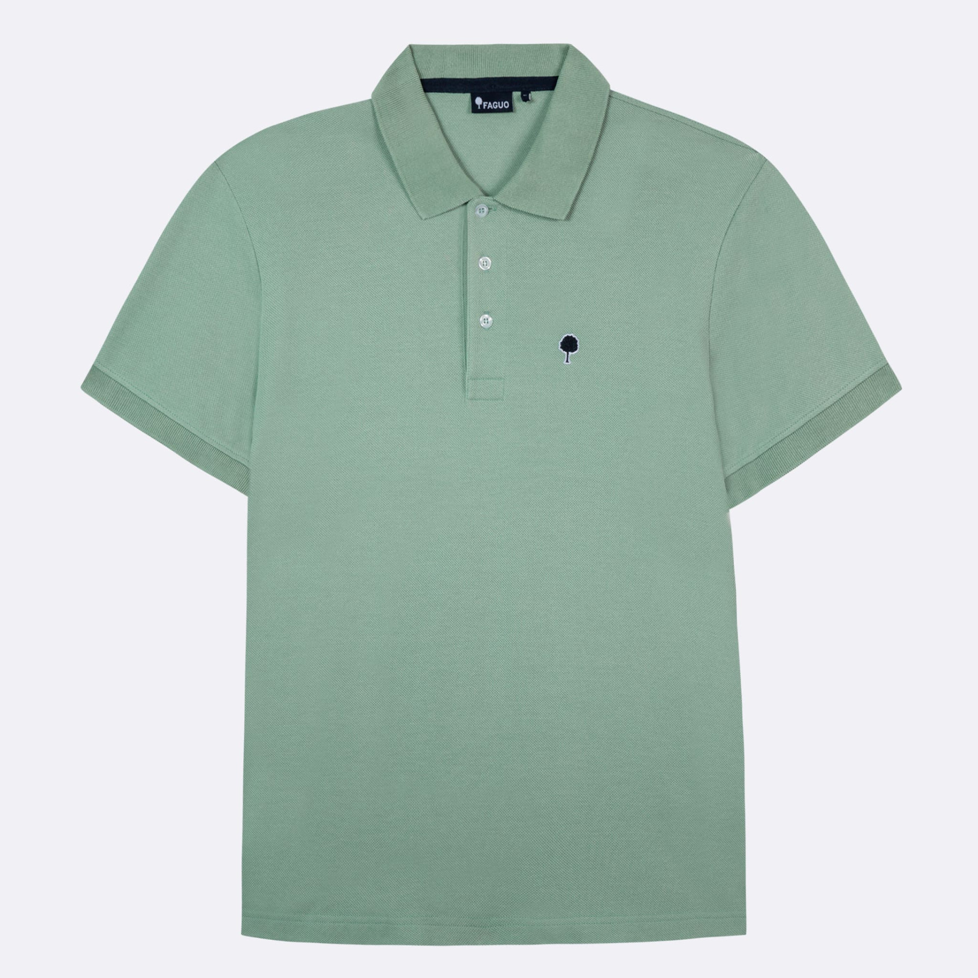 Polo vert clair broderie arbre coton et coton recyclé - modèle lumigny