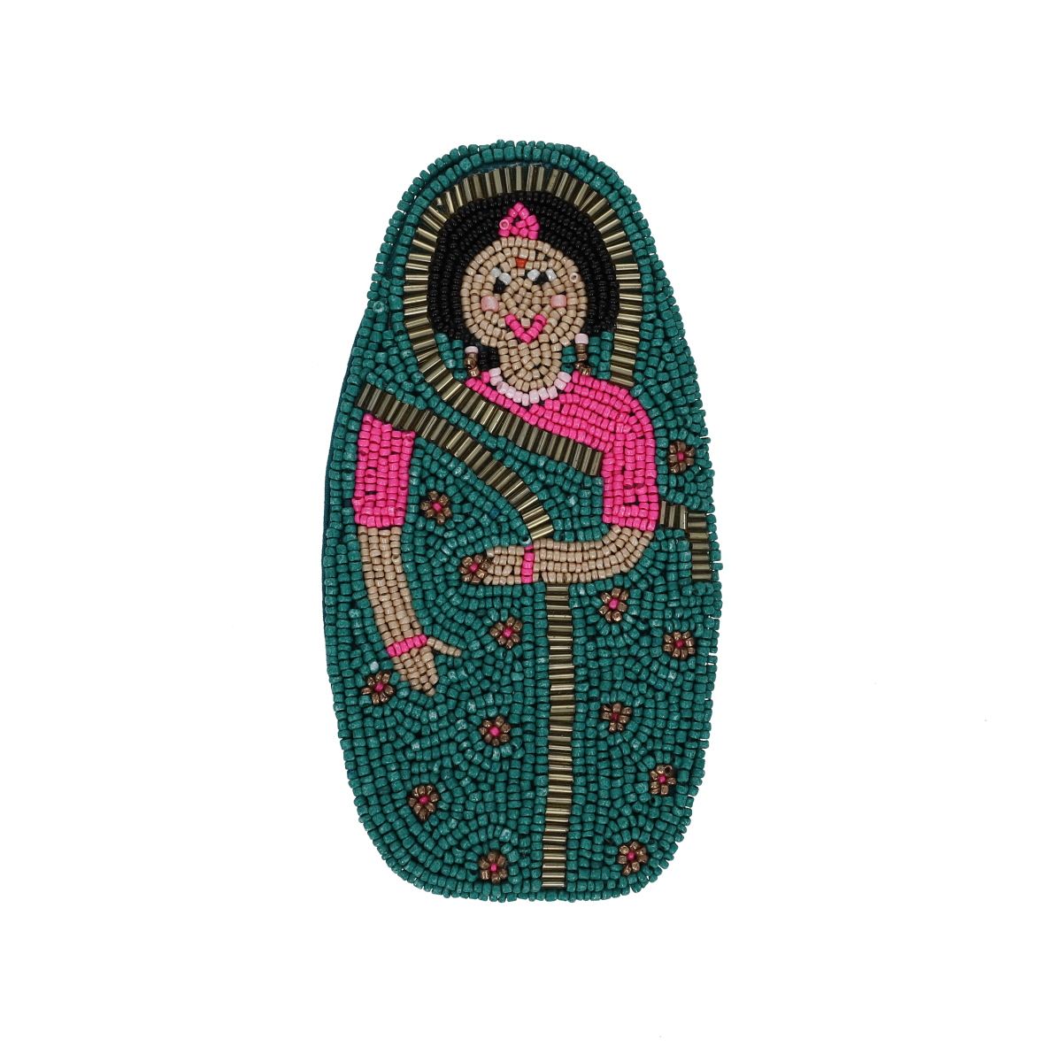 Porte-monnaie en perles poupée indienne - Mariage Indien Pondie Chérie