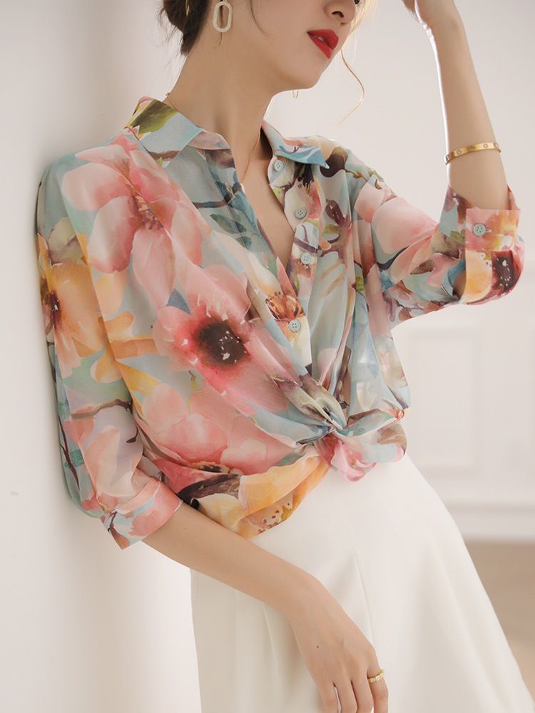 Jeonseon - Blouse met bloemenprint