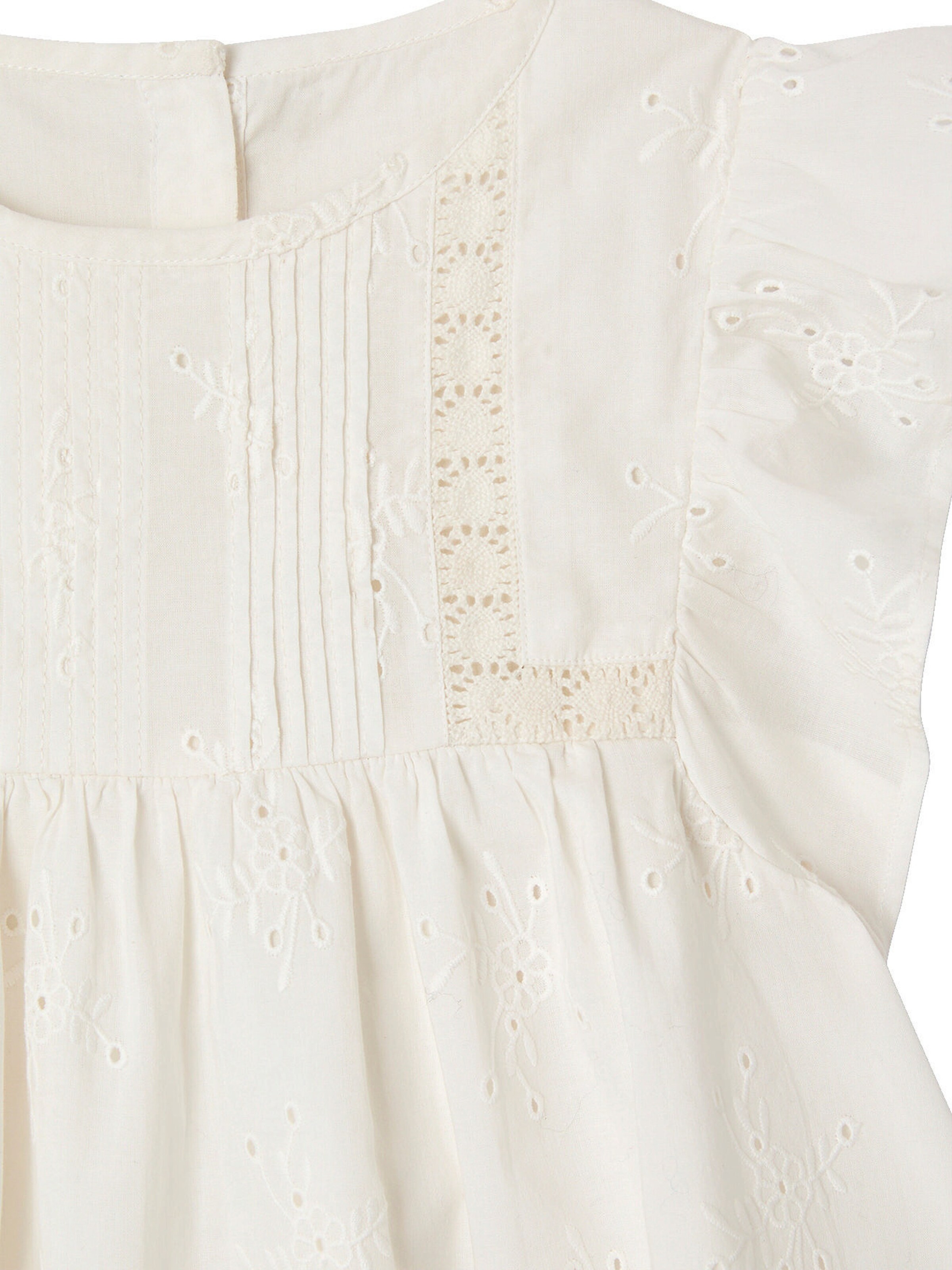 Vertbaudet Festliche Mädchen Bluse mit Lochstickereien weiß