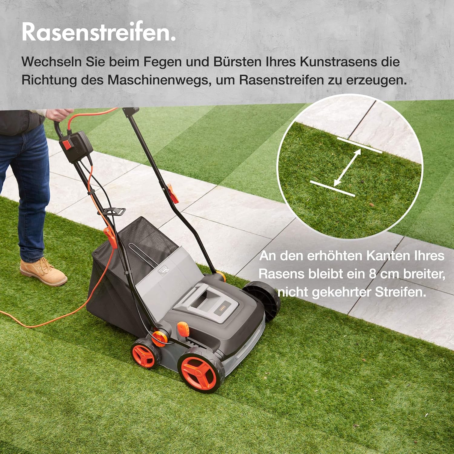 VonHaus 1800 W Laubsammler für Kunstrasen – Elektrische Kehrmaschine – Laubsauger mit 45-L-Beutel, 5 Einstellbare Höhen, 380 mm Arbeitsbreite, Zusammenklappbarer Griff, 3 Jahre Garantie (1500W)