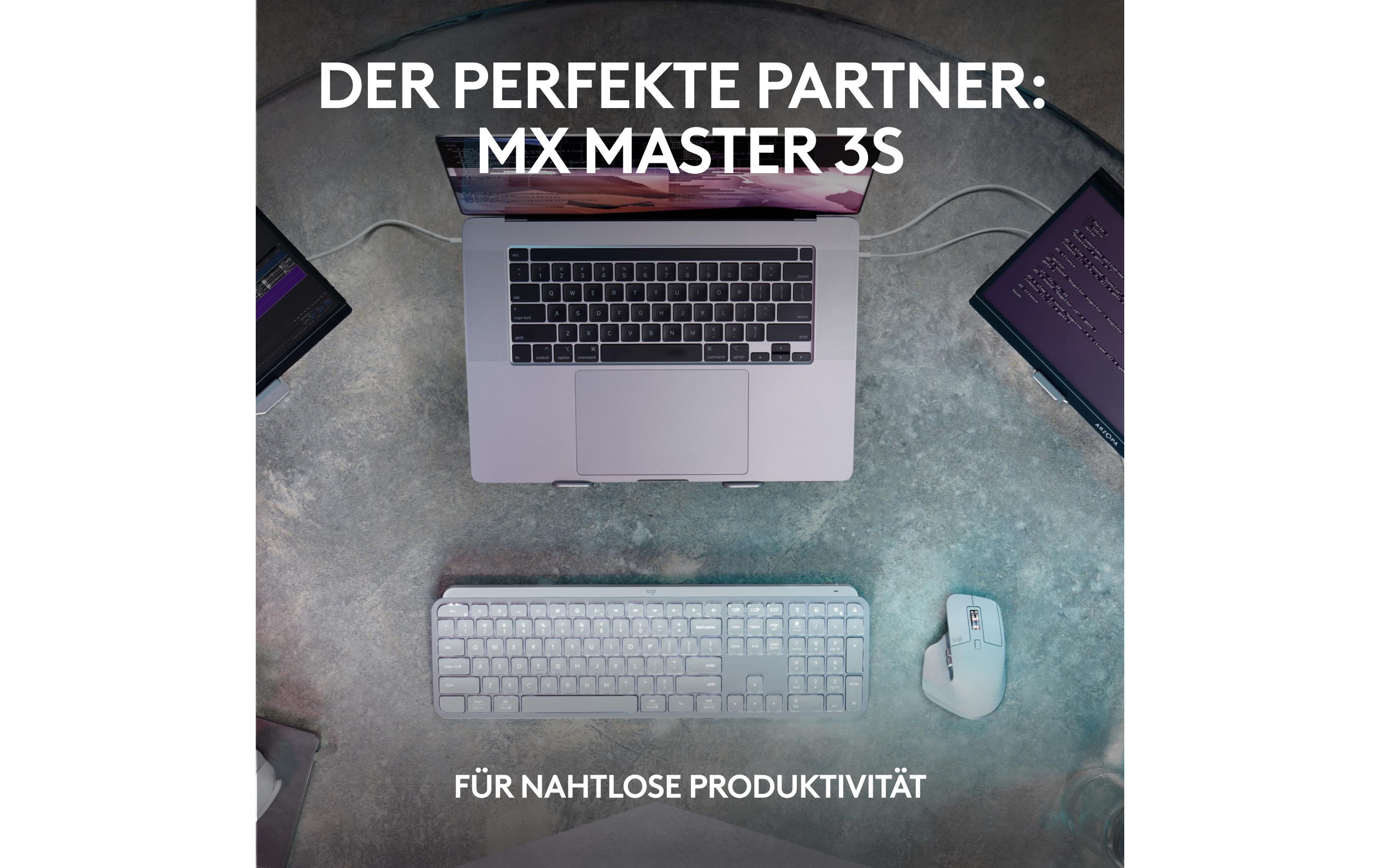 Tastatur MX Keys S CH-LayoutKomfortable Tastatur mit Multi-Device Kopplung und intelligenter Beleuchtung
