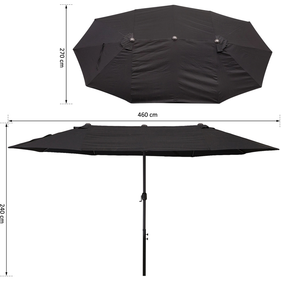 Outsunny Sonnenschirm mit Handkurbel schwarz