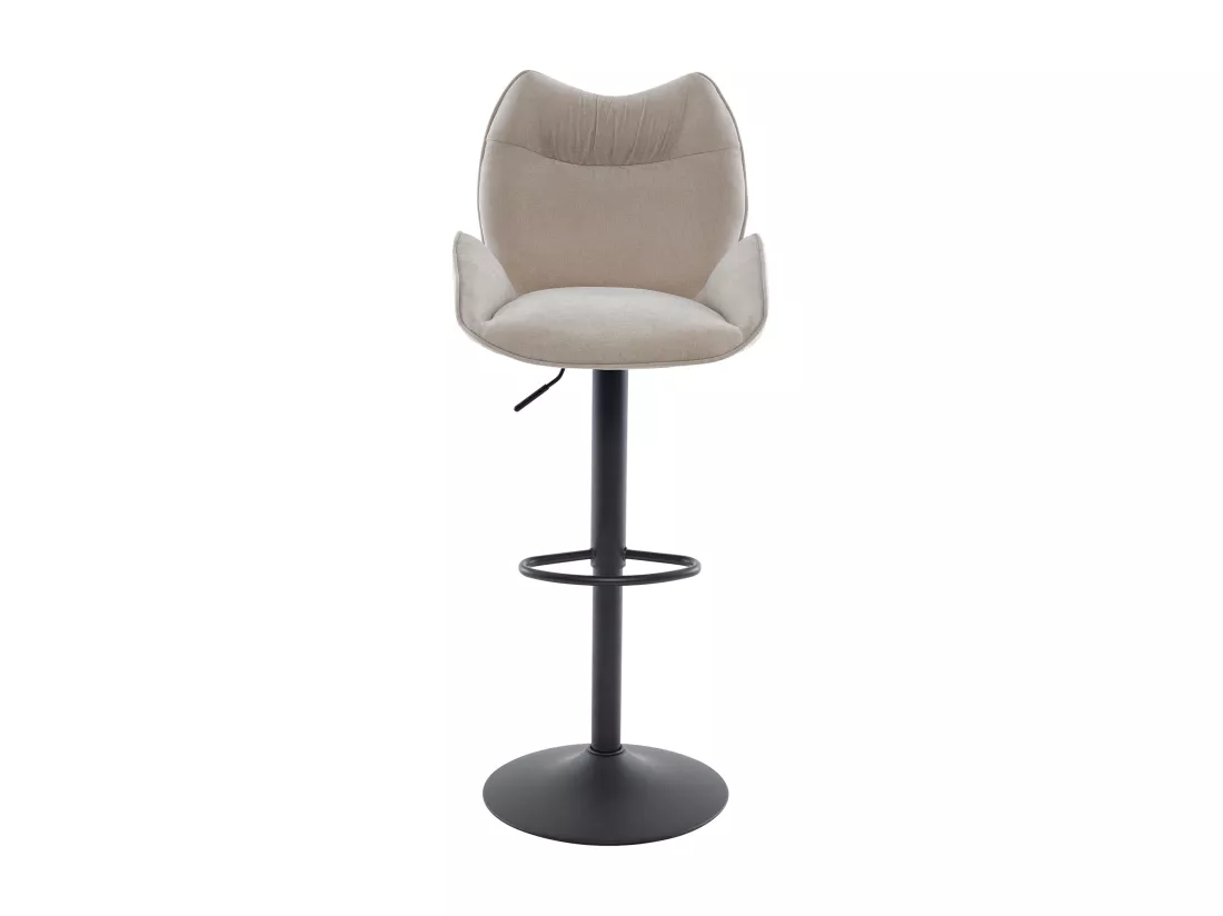 Lot de 2 tabourets de bar en tissu et métal noir - Hauteur réglable - Beige - LILAYA