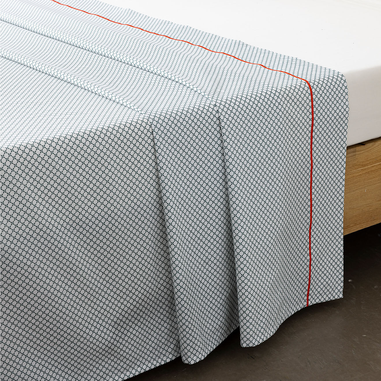 Perle de Coton Drap plat en Percale de Coton Granada blanc/vert