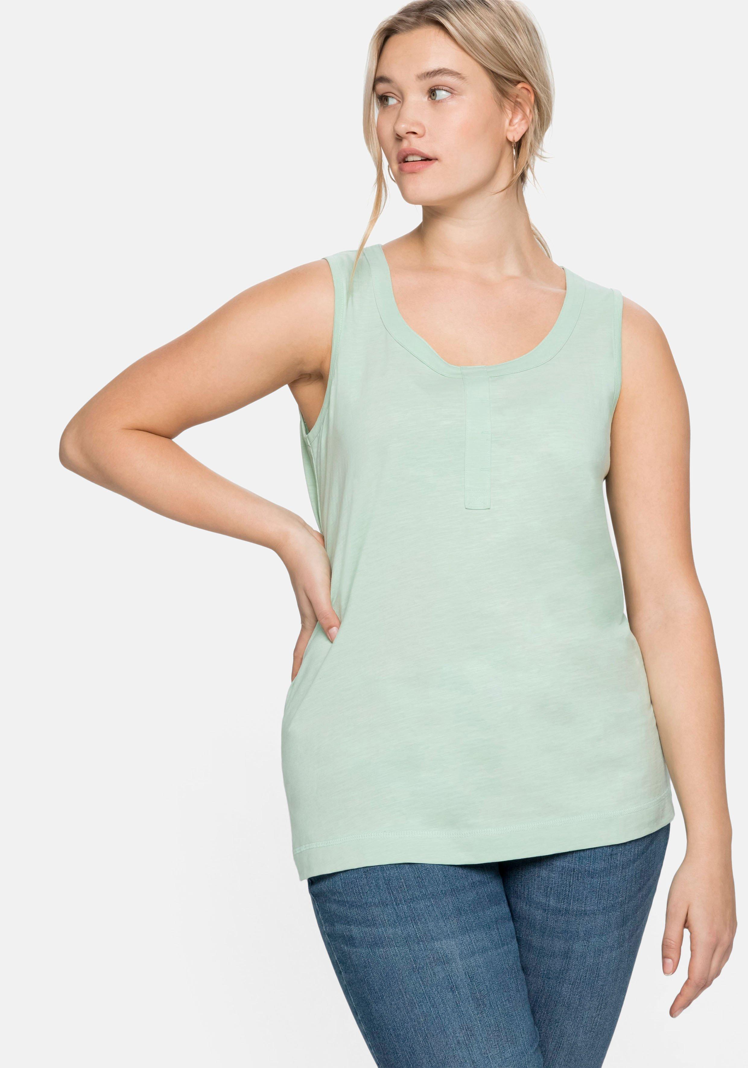 Tanktop mit Zierknopfleiste, geflammte Qualität
