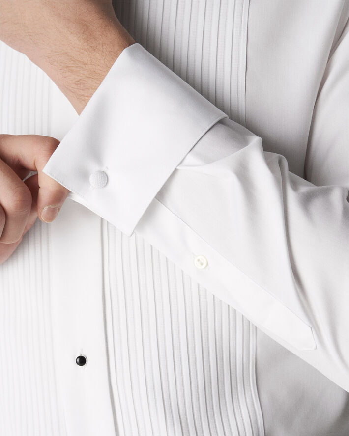 ETON Plissé black tie shirt - Slim Fit Hvid