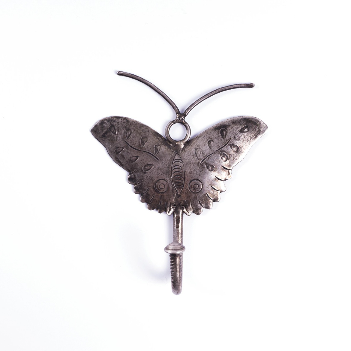 Wandhaken 'Papillon' aus Metall, vernickelt, B 8 cm, H 8 cm von fischer's lagerhaus