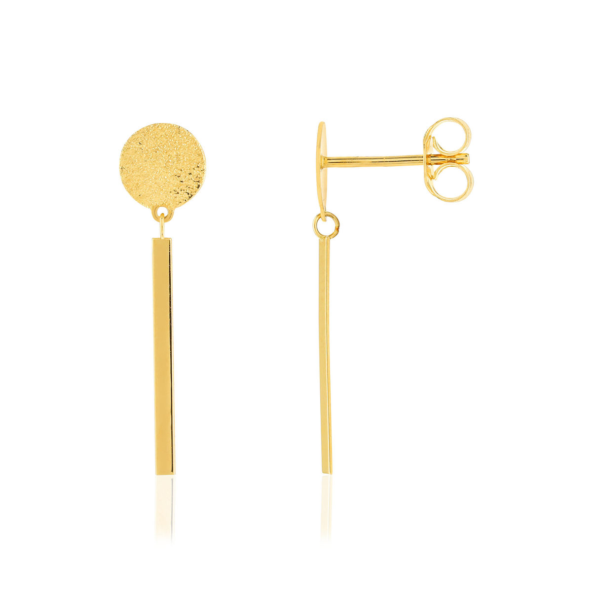 Boucles d'oreilles or jaune 750 pastilles effet satiné