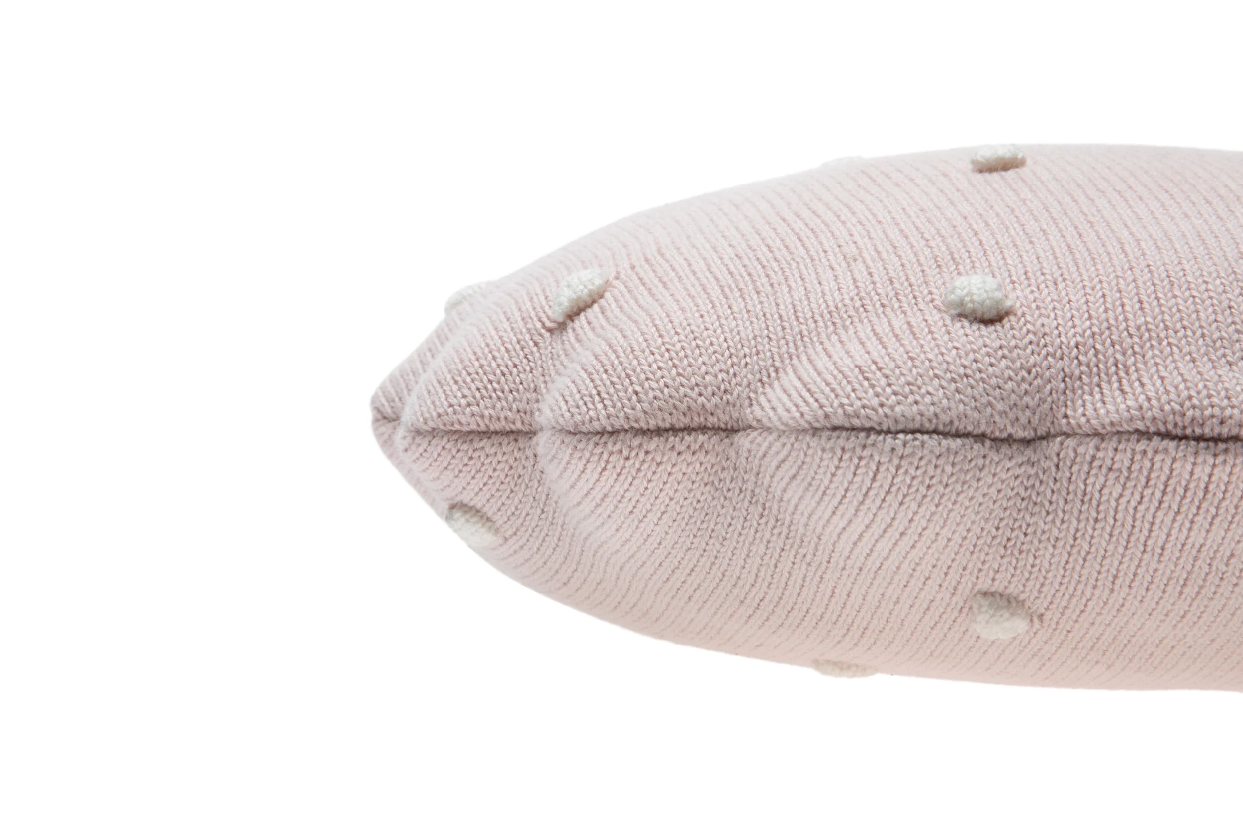 BISCUIT - Coussin rond en coton tricoté | Rose