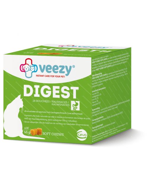 Veezy Digest Softchews Cat - Kattenspijsvertering - Zalm 45 g 28 stuks