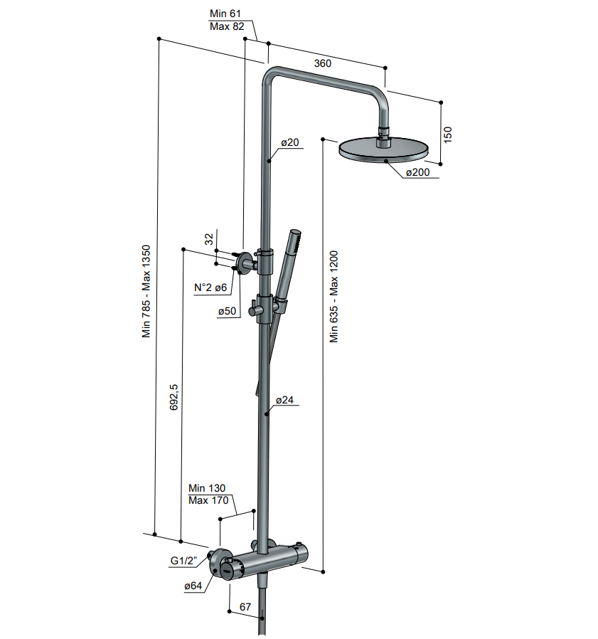 Hotbath Get Together SDS1CR opbouw regendouche met 3s handdouche en 30cm hoofddouche chroom