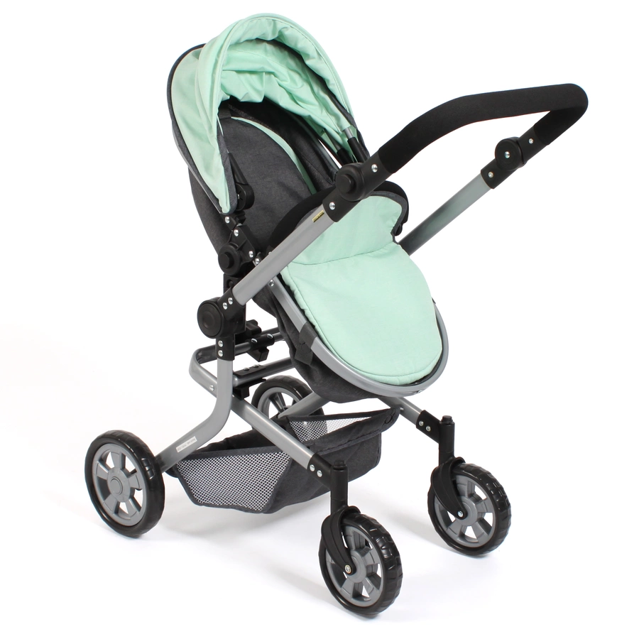 BAYER CHIC 2000 Kombi-Puppenwagen MIKA melange anthrazit-mint