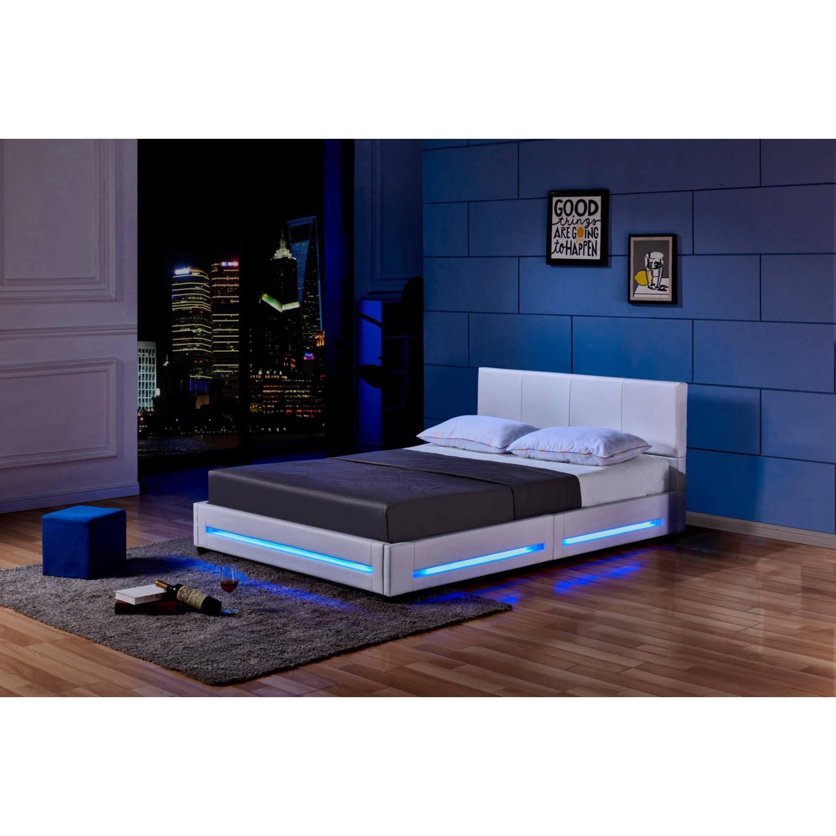 HOME DELUXE LED Bett Asteroid 180 x 200, Weiß