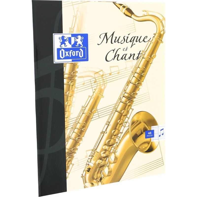 Cahier Oxford musique 17x22cm réglure grands carreaux & réglure musique 48 pages agrafées couverture carte colorée