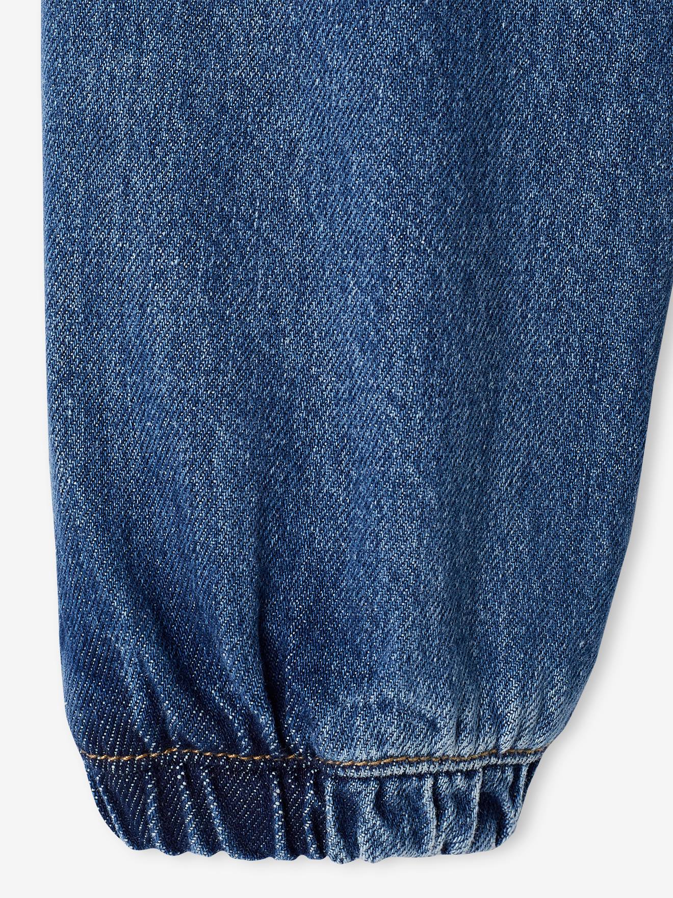 Calça jeans estilo baby jeans com corte jogging, cor pedra