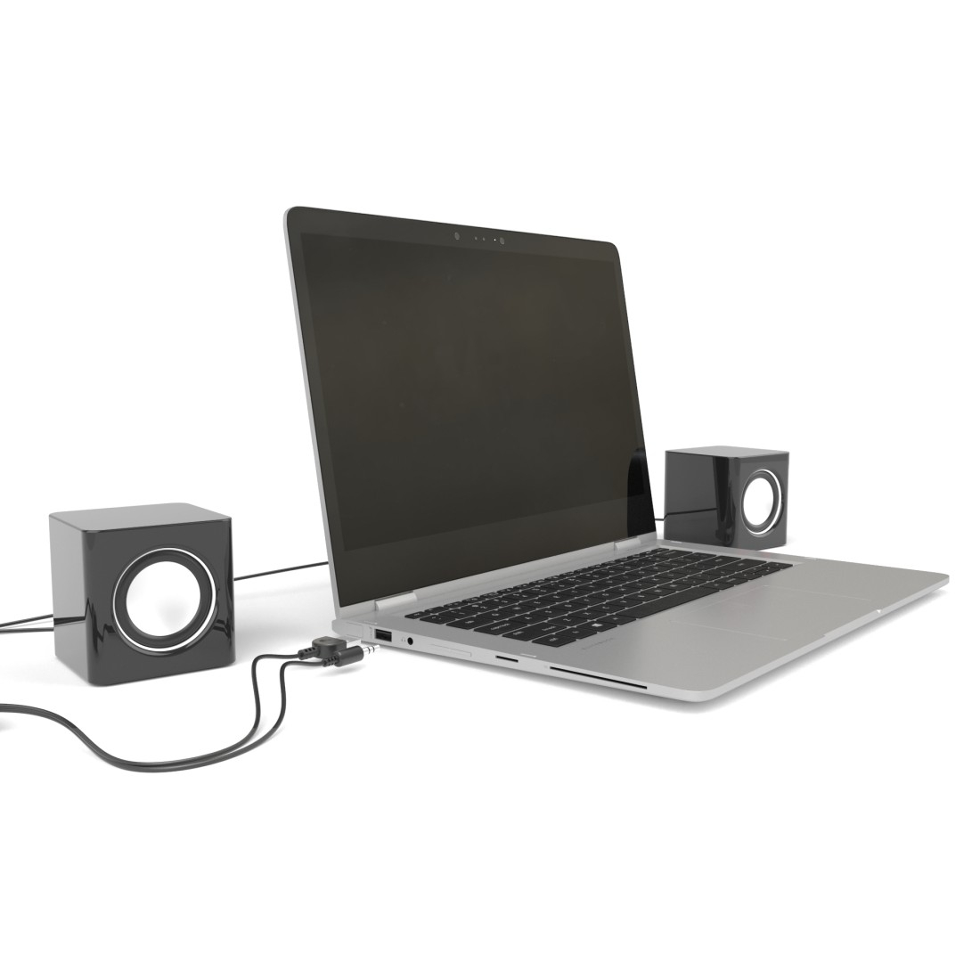 Sonic Mobil 185 Macbook / Notebook / Laptop / PC Stereo Lautsprecher USB / 3.5mm AUX Anschluss   Lautstärkeregler (00173132) - Schwarz