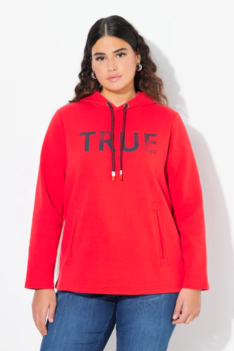 Hoodie, True, Kapuze, Kordel, Taschen, Langarm, neon rot