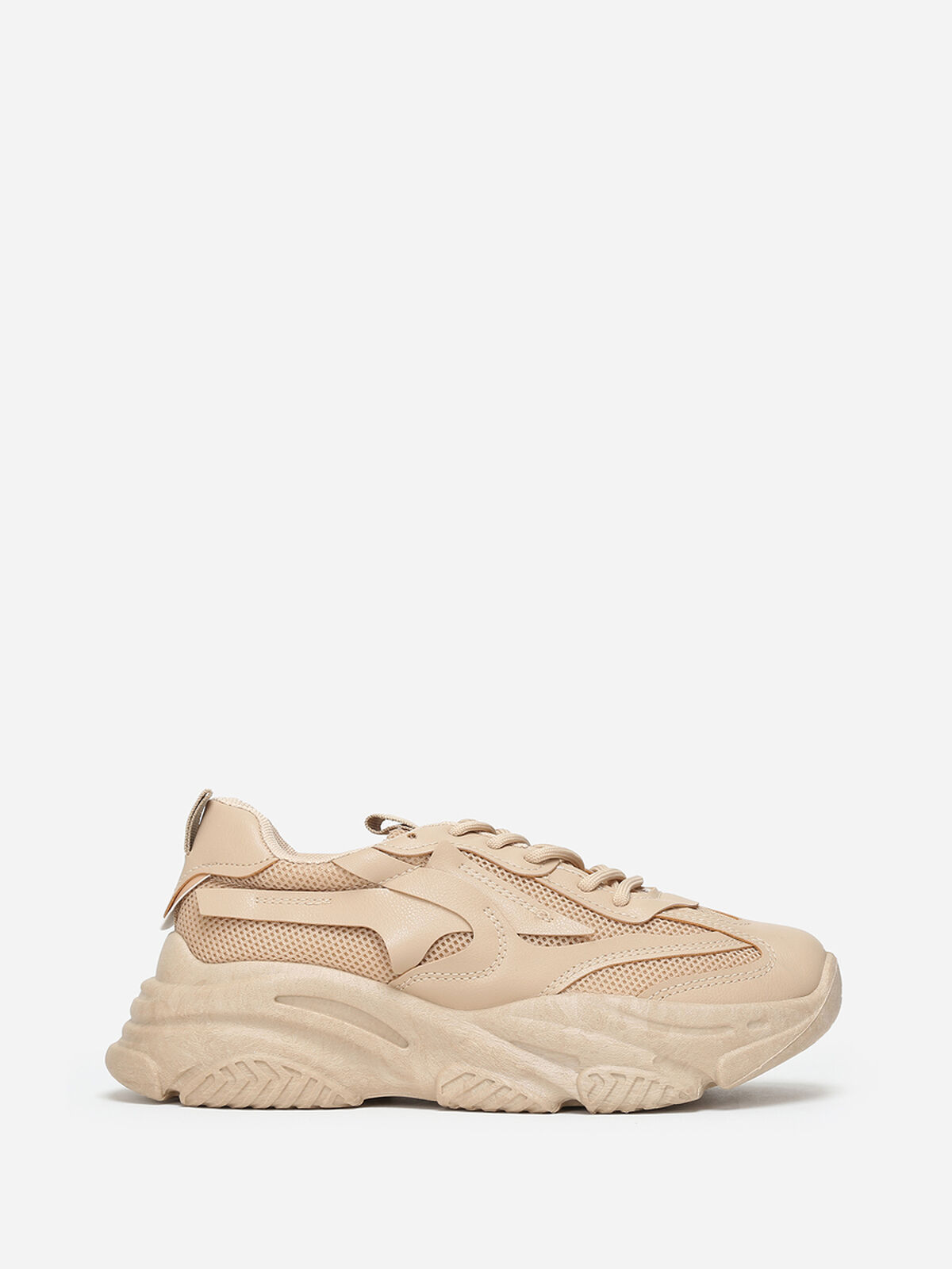 Baskets running à plateforme en reliefs- Taupe
