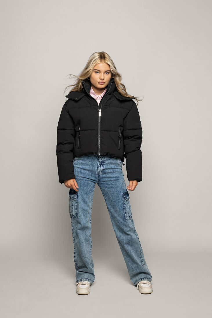 FRANKIE & LIBERTY zwarte frankie & liberty gewatteerde jas kylie cropped puffer jacket