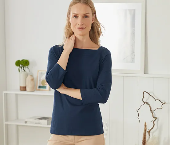 Shirt mit 3/4-Arm, dunkelblau