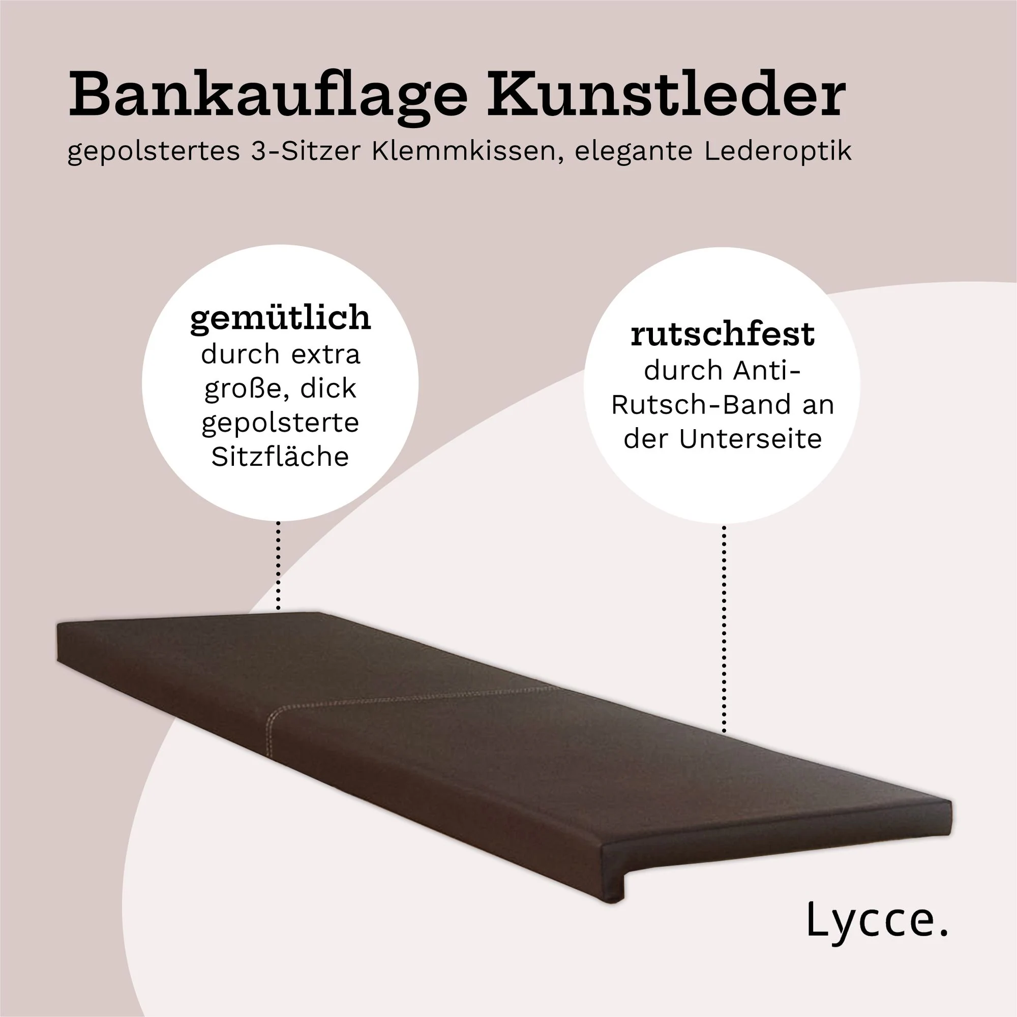 Lycce XXL Klemmkissen Sitzkissen mit 1 Leiste, Kunstleder, Breite 1,5m