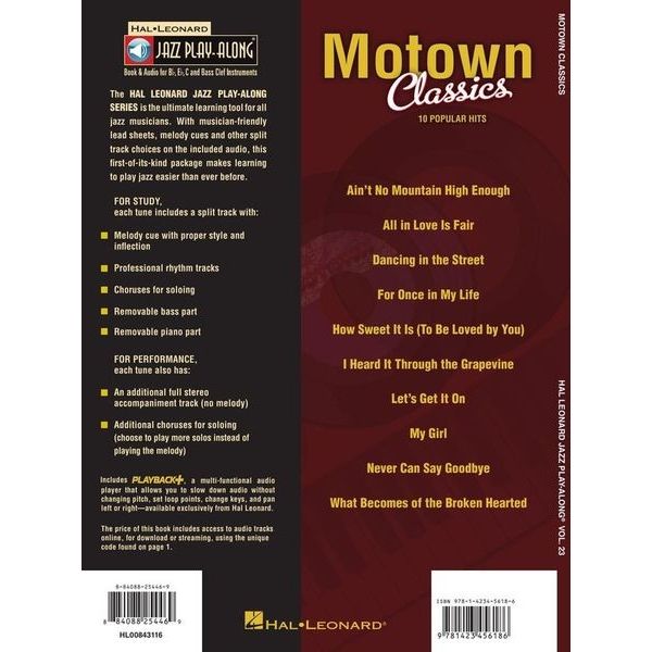 Hal Leonard Jazz Play Along Motown