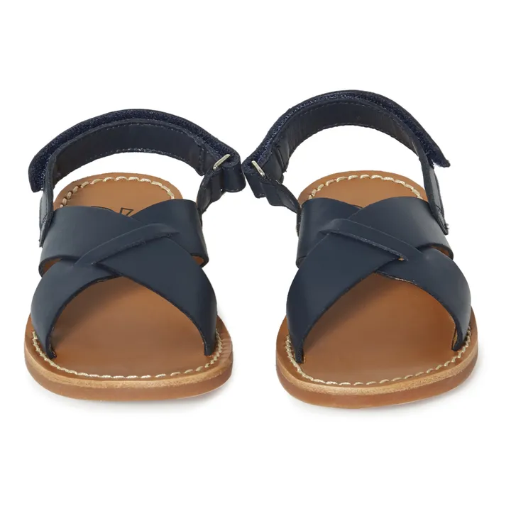 Pom d'Api Sandales Plage Stitch Cross | Bleu marine