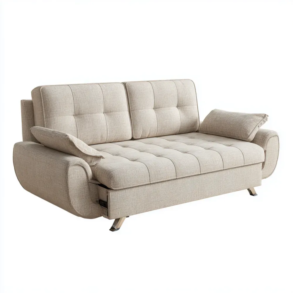 Zweisitzer-Sofabett Stoff 190x90x85 cm - Beige - Modernes Design