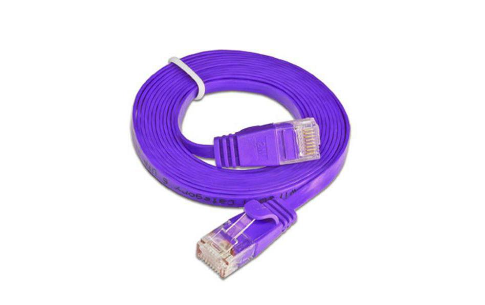 Slimpatchkabel RJ-45 - RJ-45, Cat 6, UTP, 0.75 m, ViolettUnscreened/Unshielded Twisted-Pair-Kabel (UTP) mit Klinkenschutz