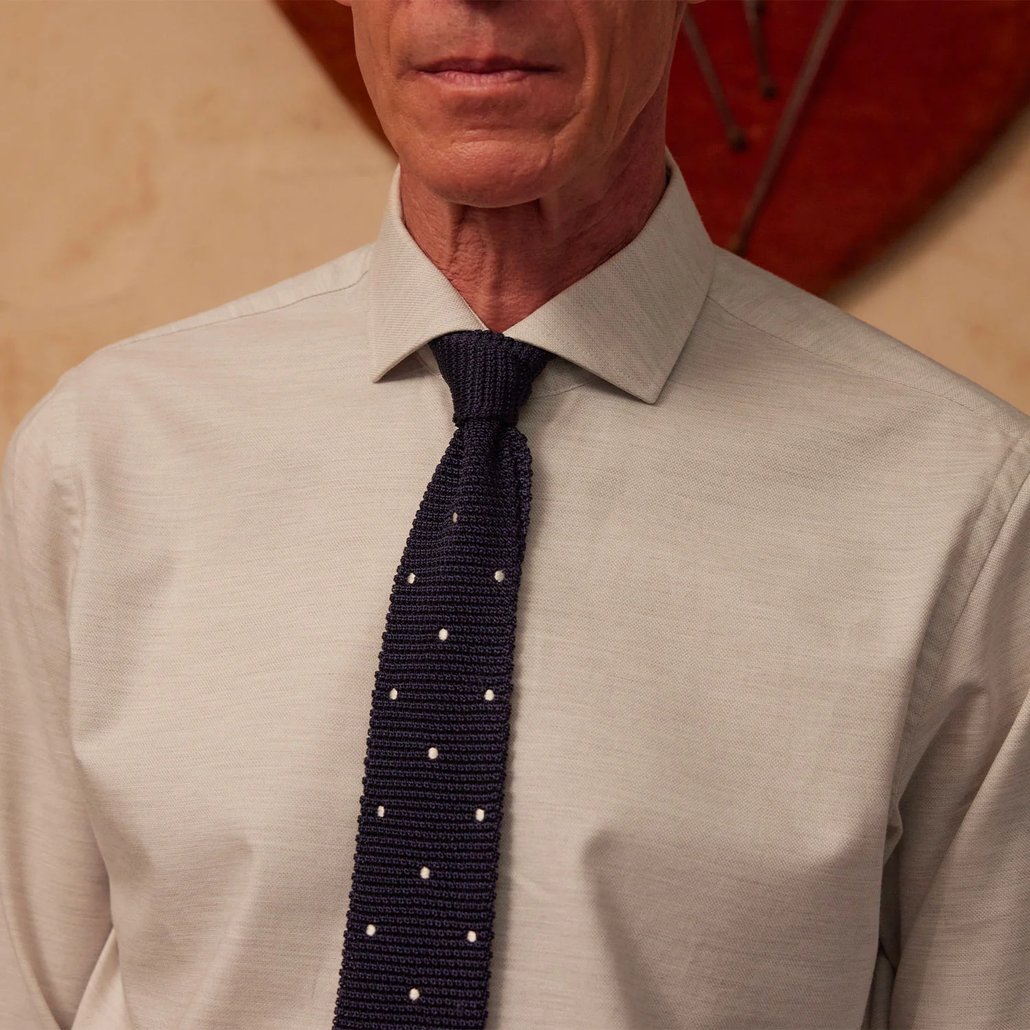 Navy polka dot silk grenadine tie