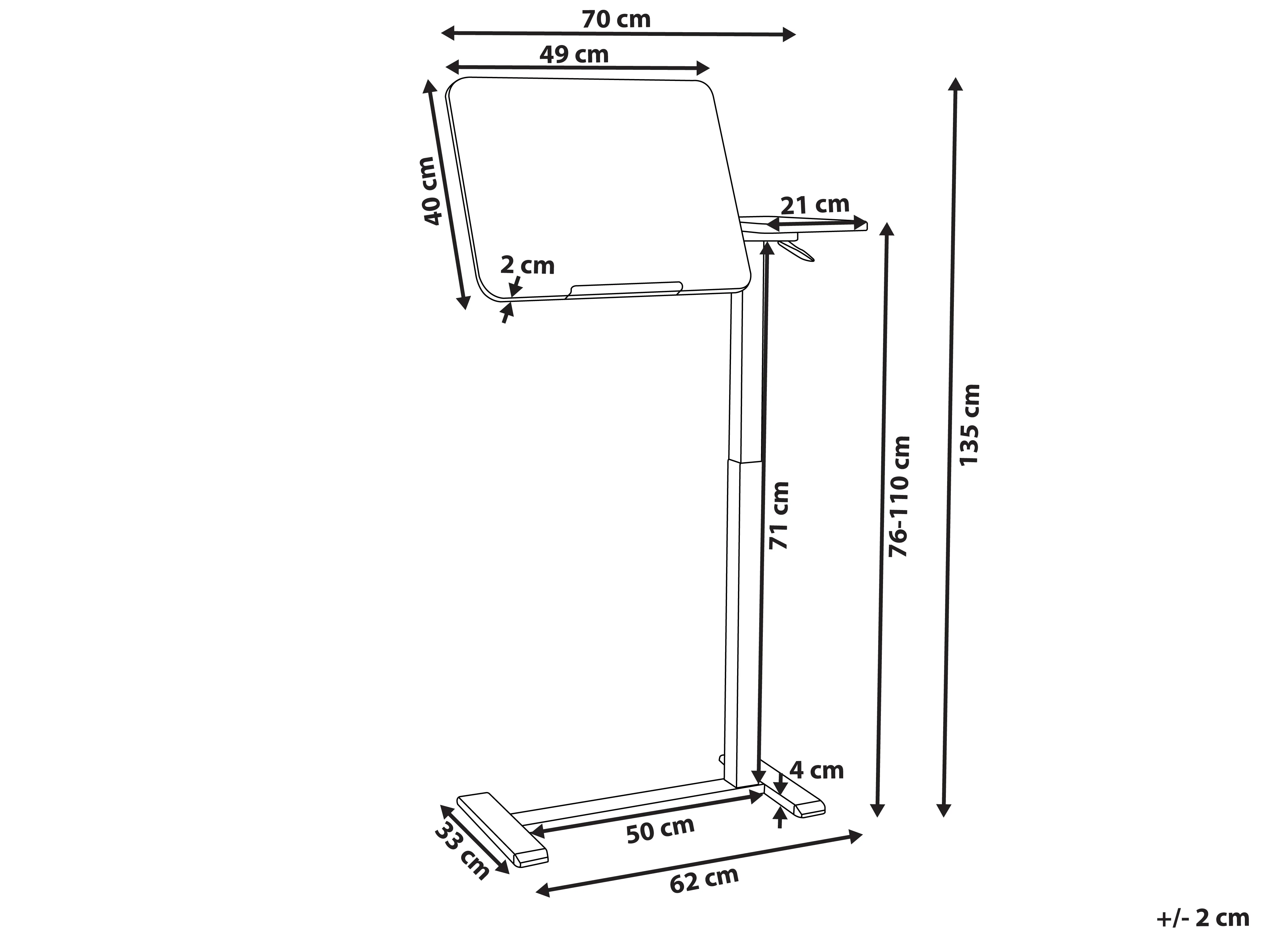 Handmatig verstelbare laptopstandaard SCHOLA Bruin/zwart 70 cm 40 cm