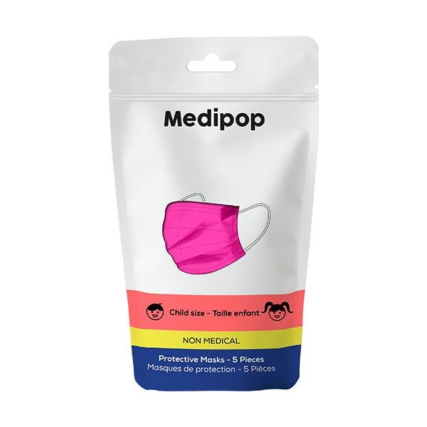 Medipop Máscara Descartável para Criança Rosa 5 Unidades