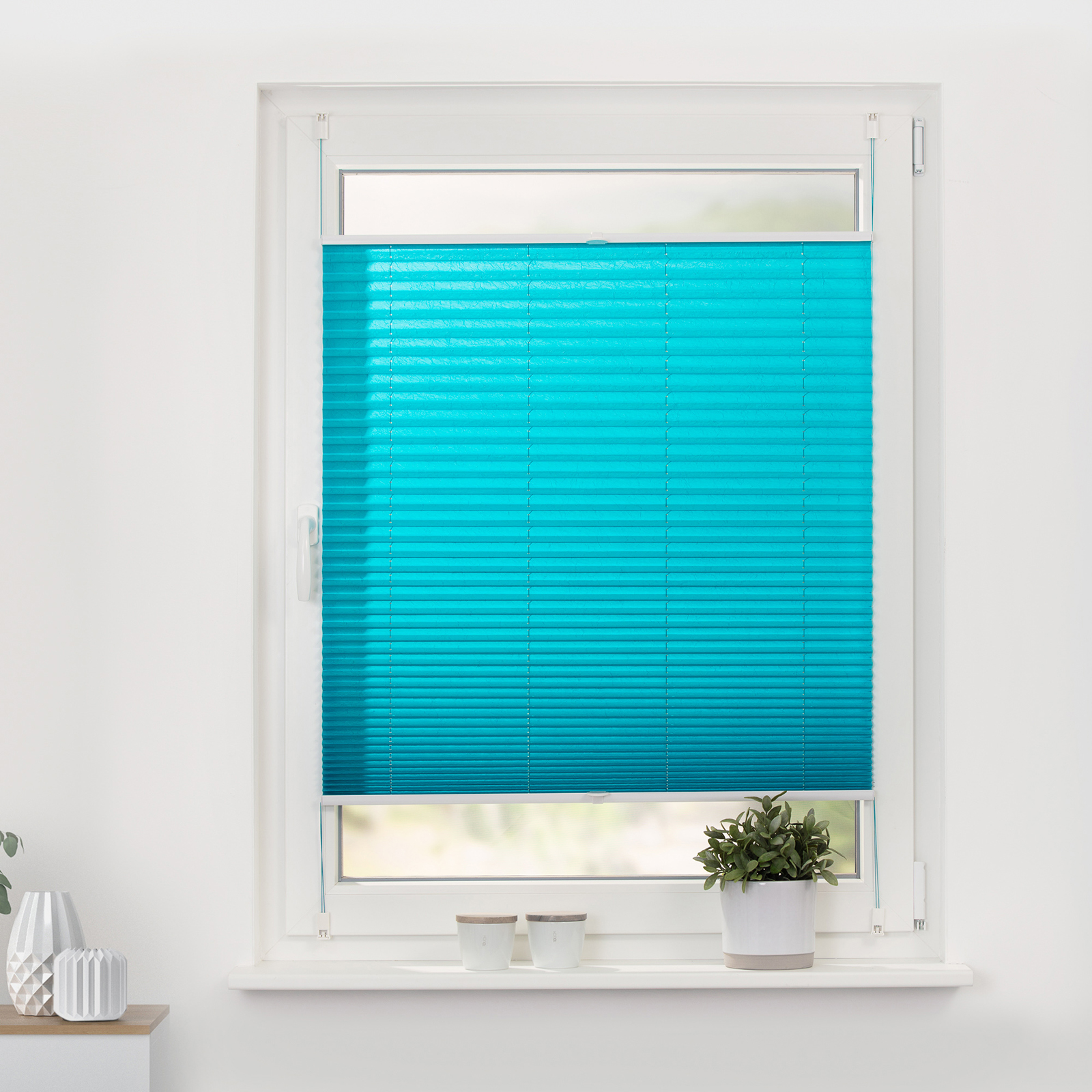 LICHTBLICK Plissee - türkis - Crushed-Optik - 45x130 cm