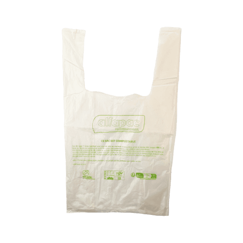 Sacs poubelle compostables 7L naturel 13µ à bretelles Alfapac