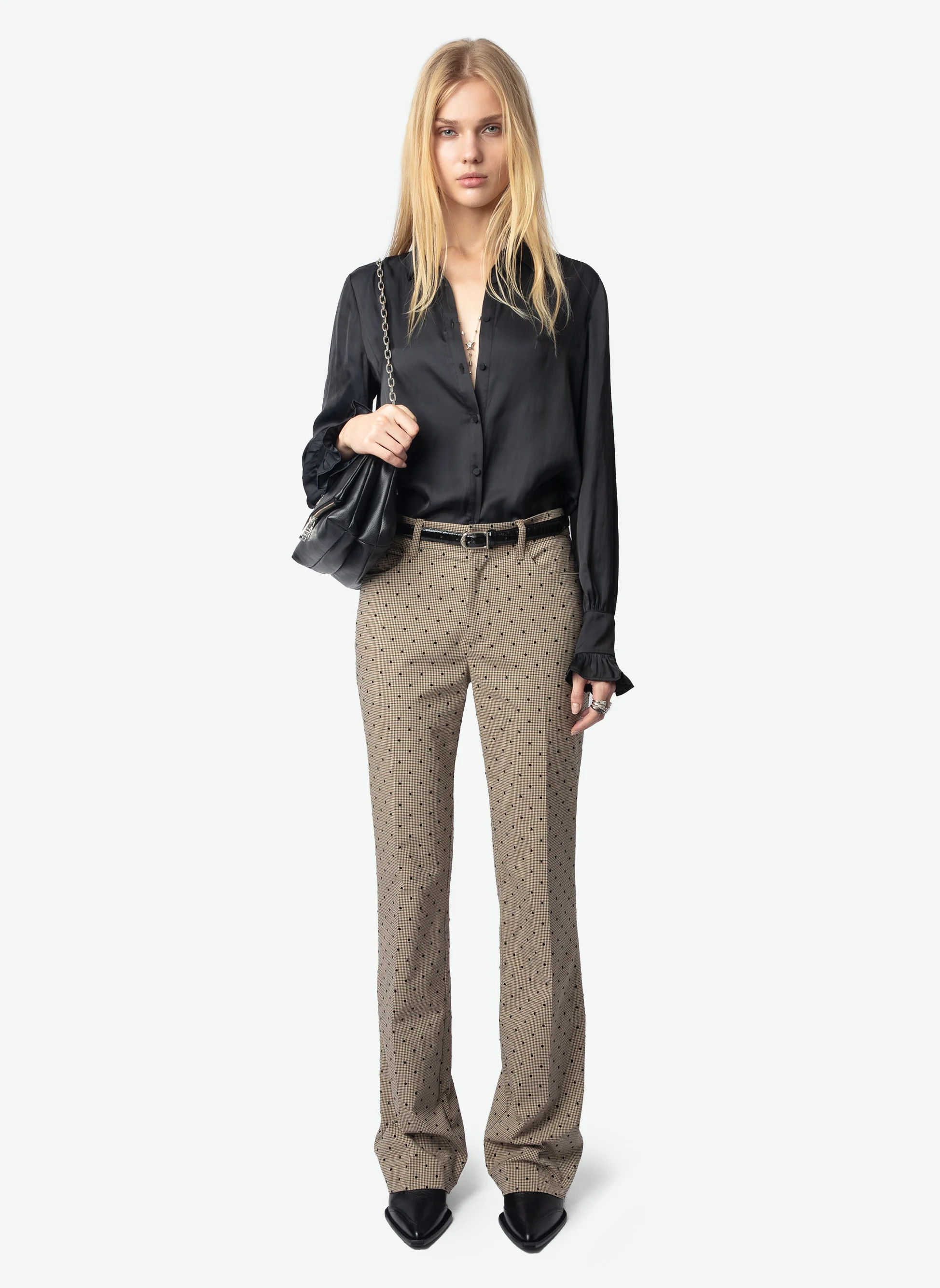 THELY - Chemise droite satinée| Noir