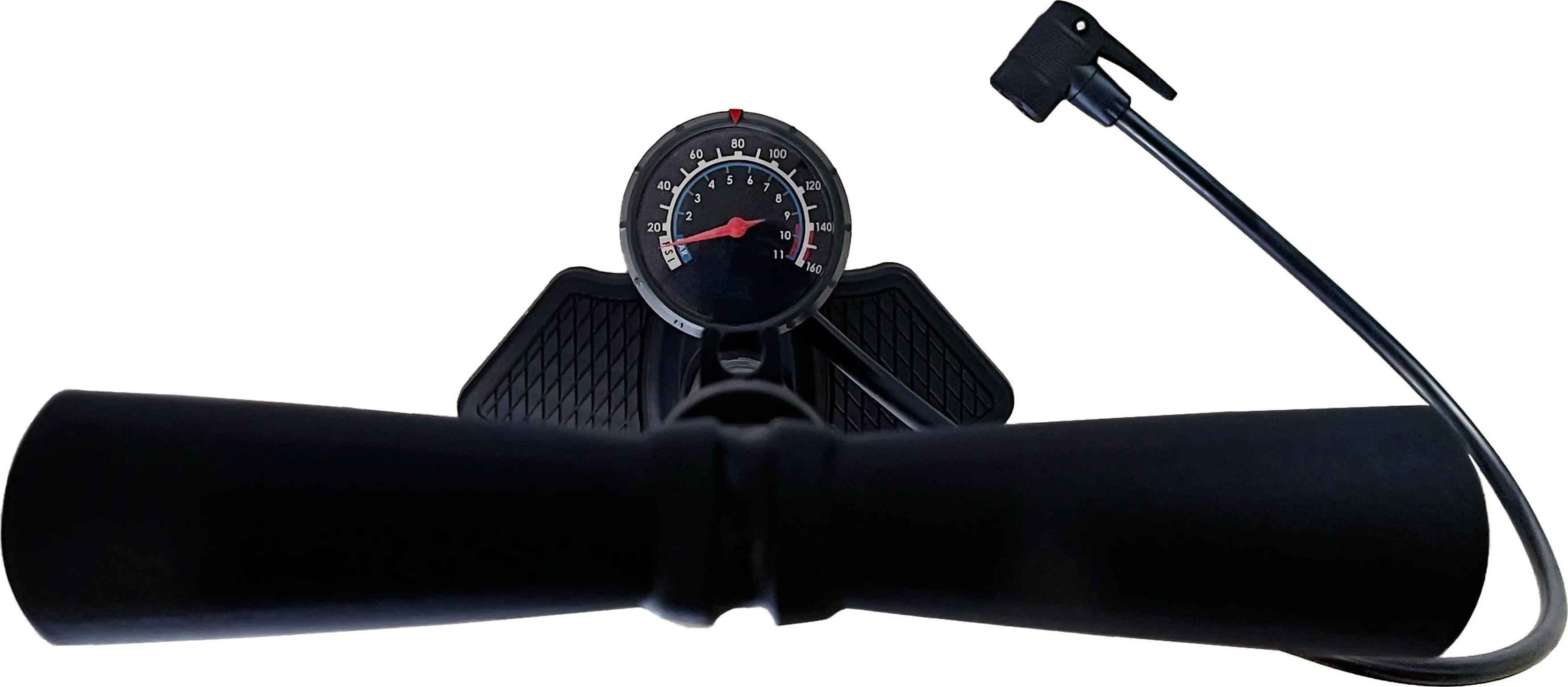 Gulvpumpe i Plast med Manometer Sort